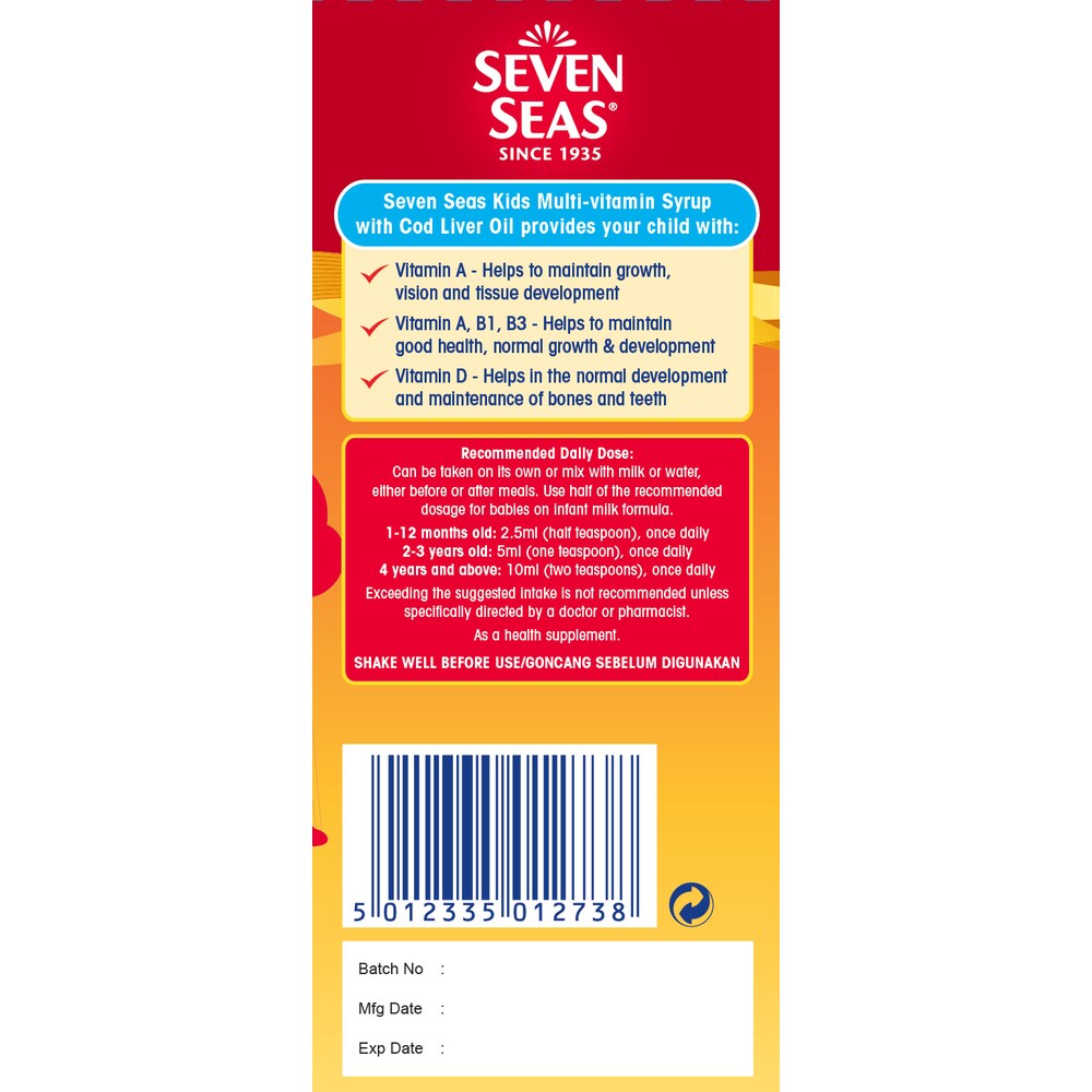 Seven Seas Multivitamin Syrup With Cod Liver Oil 500ml Watsons Singapore