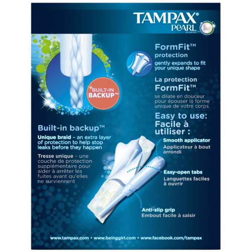 Tampax Pearl Plastic Super Absorbency Unscented Tampons 18s