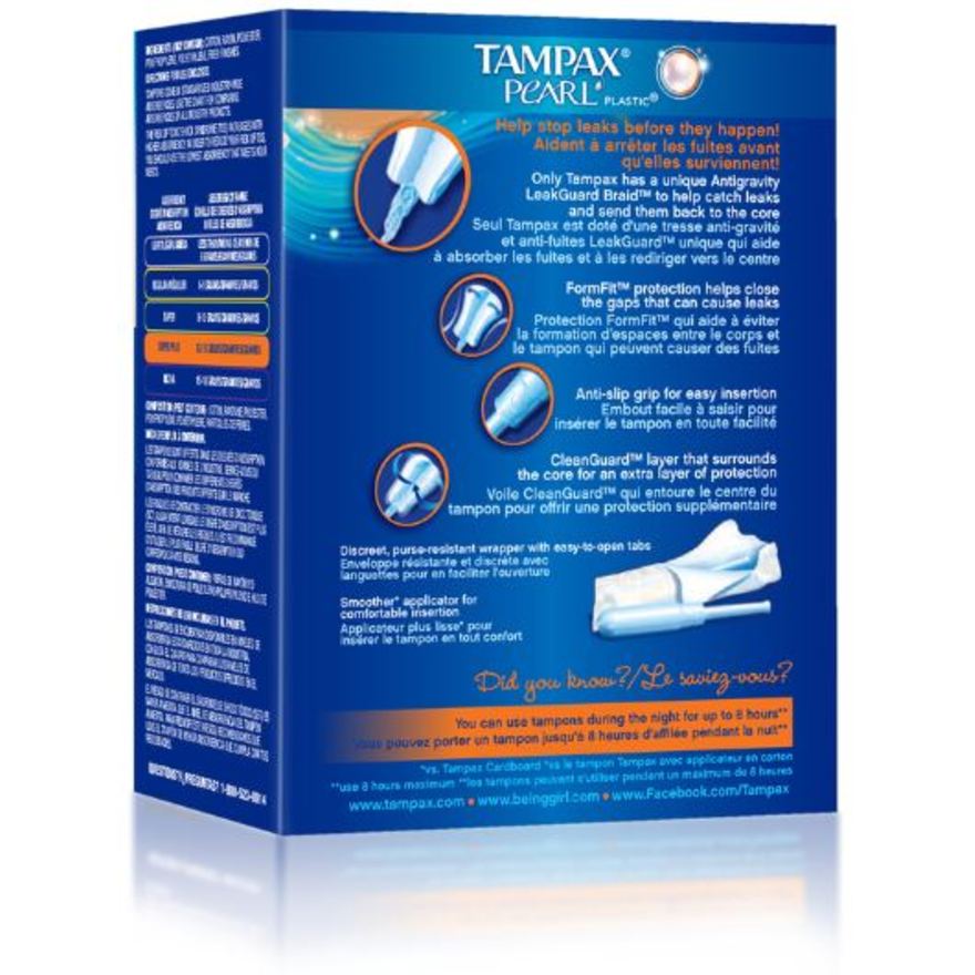 Tampax Pearl Plastic Super Plus Absorbency Unscented Tampons 18s
