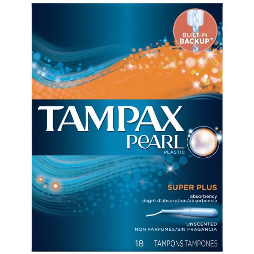 Tampax Pearl Plastic Super Plus Absorbency Unscented Tampons 18s