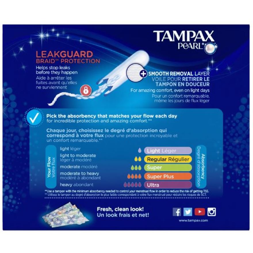 Tampax Pearl Plastic Triple Pack Light Regular Super Absorbency