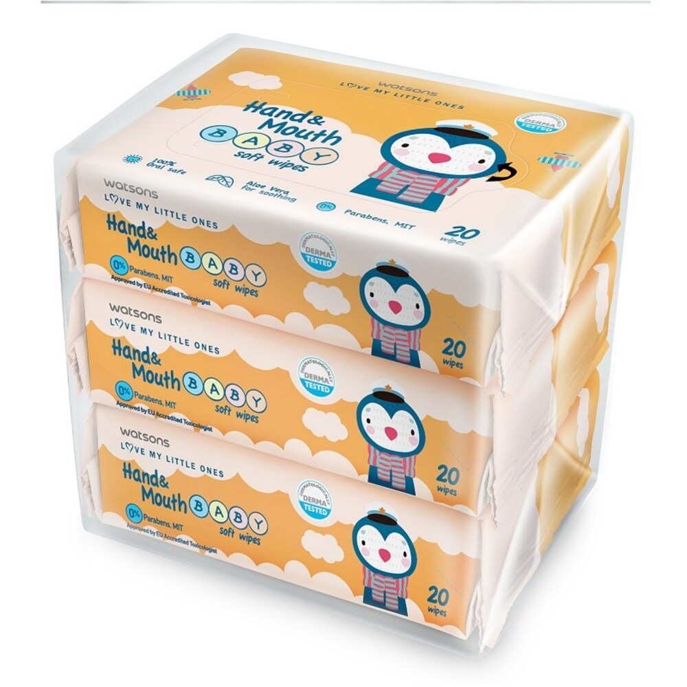 Watsons Watsons Hand And Mouth Baby Wipes 20s X 3 Watsons Singapore