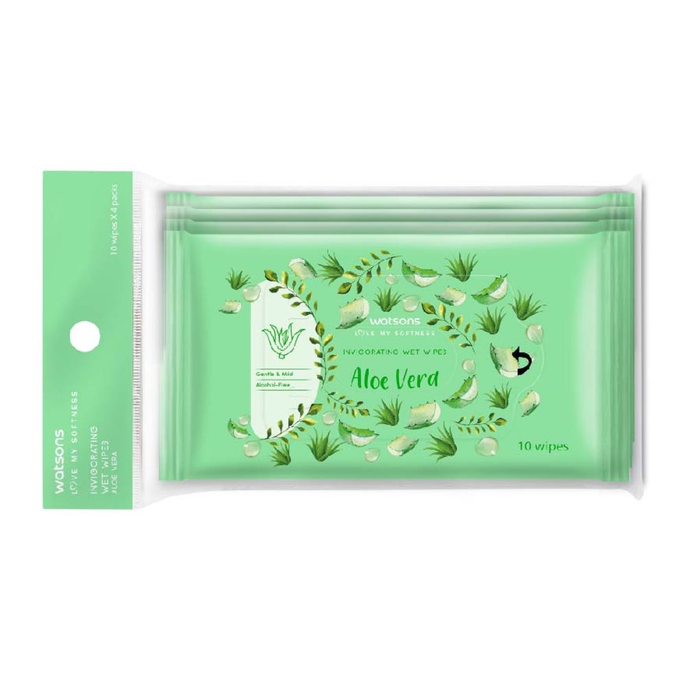 Watsons Aloe Vera Invigorating Wet Wipes Alcohol Free Gentle Mild 10s X 3 Pack Watsons Singapore