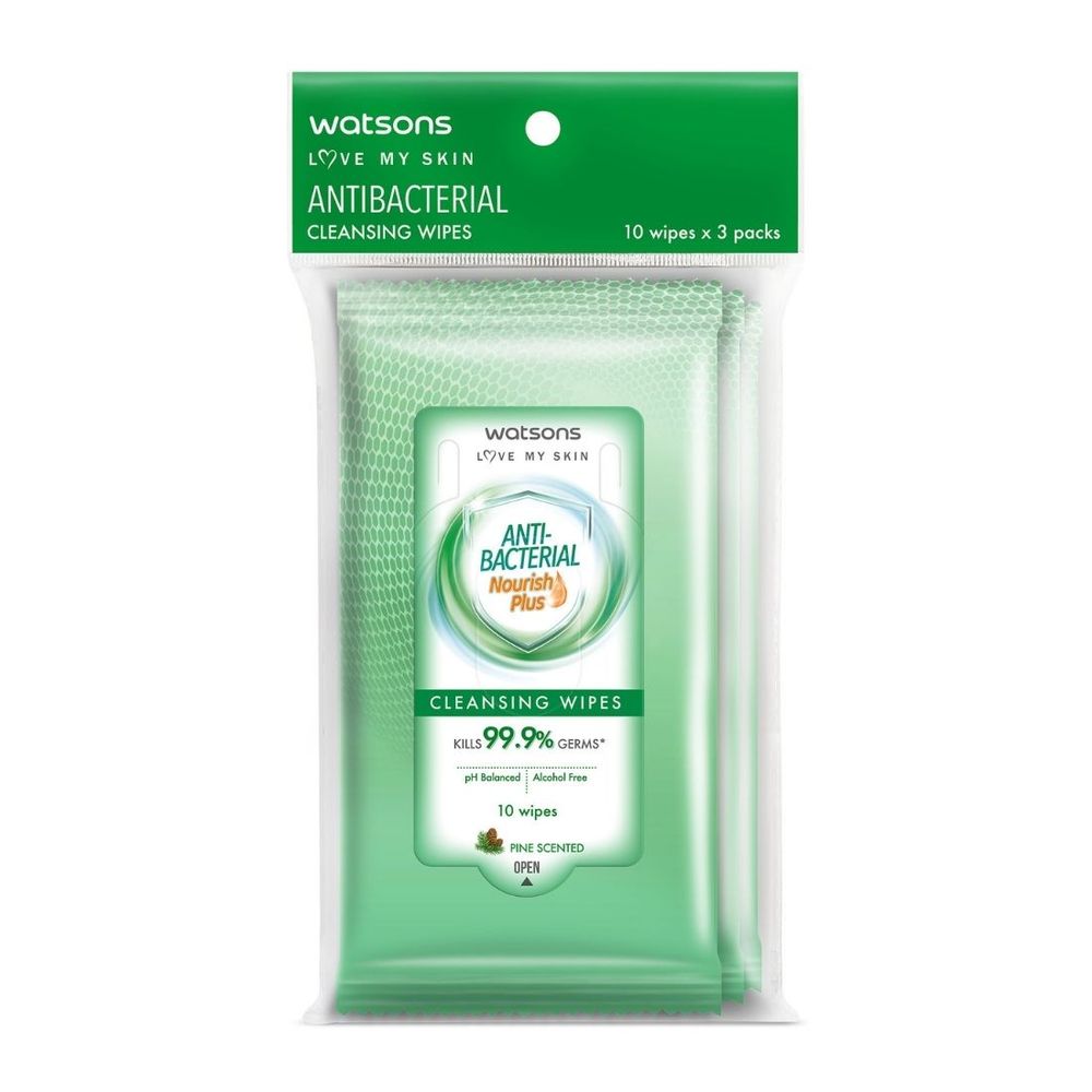 Watsons Antibacterial Cleansing Wipes 10s X 3 Watsons Singapore