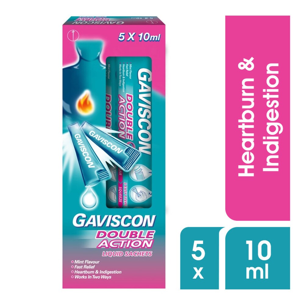 Gaviscon Double Action Liquid Sachet For Fast Relief Of Heartburn And Indigestion 10ml X 5s Watsons Singapore